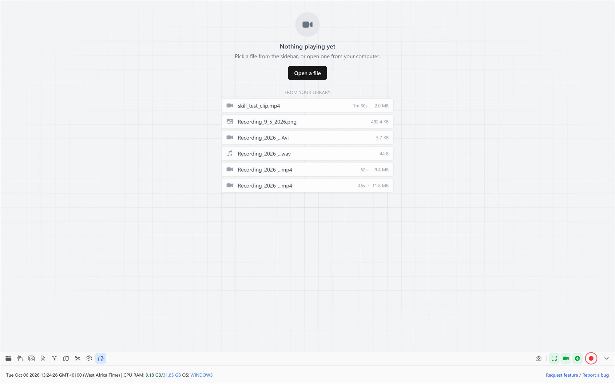 The Briefcast home screen